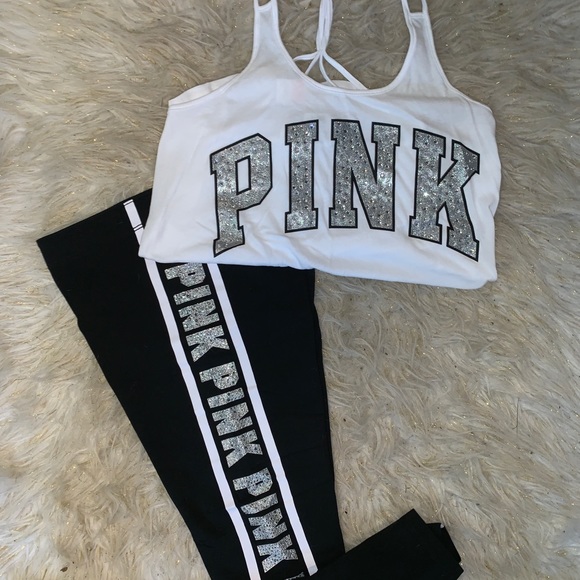 PINK Bling Matching Tank Top & Leggings - Picture 2 of 8